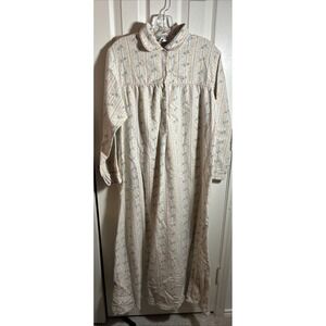 Vintage Night Secrets Long Cotton Flannel Nightgown Floral Pink Size M